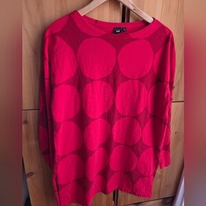 Marimekko X Uniqlo Red Polka Dot Women's Long Sleeve Top Size Small